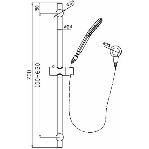 TAPWARE - Lennie Brushed Nickel Round Shower on Rail