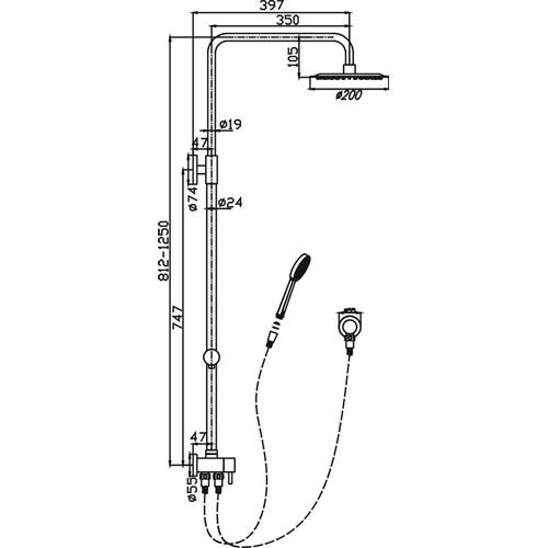 TAPWARE - Logan Round 2 Hose Double Shower on Rail