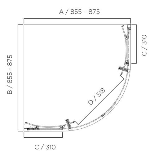 SHOWERS - Louve Curved Slider Chrome Shower Screen