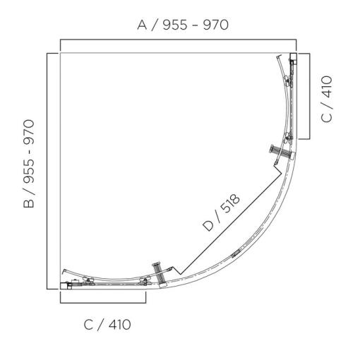 SHOWERS - Louve Curved Slider Chrome Shower Screen