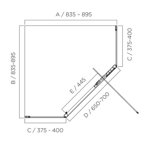 SHOWERS - Louve Neo Pivot Angle Chrome Shower Screen