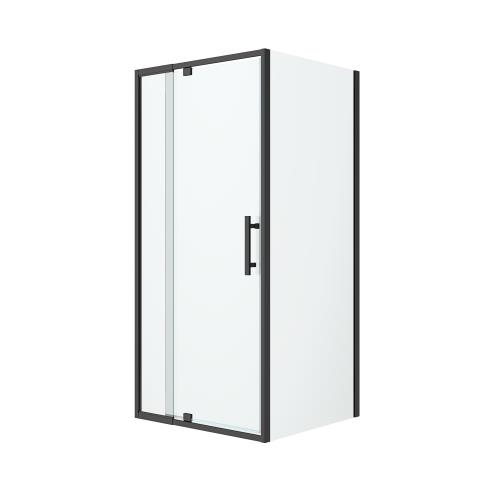 SHOWERS - Louve Pivot Shower Screen Front and Return Black