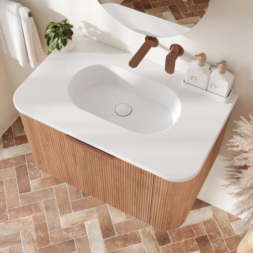 VANITIES - Margot Curved Vanity - Tasmania Oak, 750mm