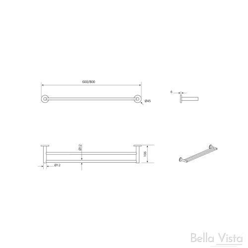 ACCESSORIES - Mica Double Towel Rail 800mm