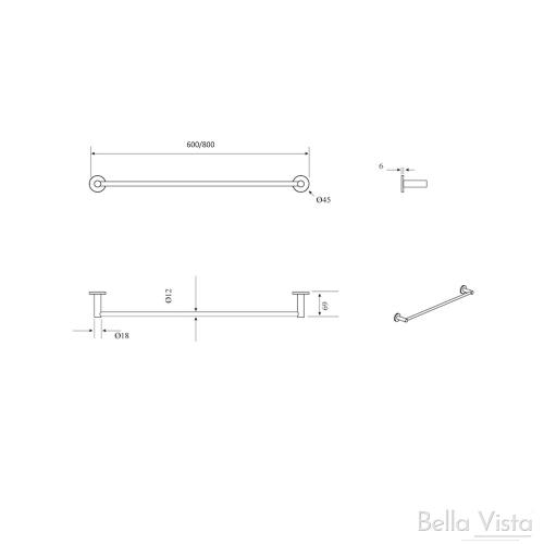 ACCESSORIES - Mica Single Towel Rail 800mm