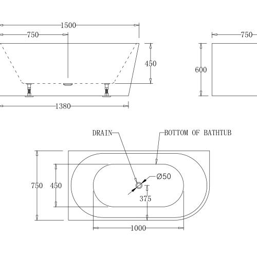 BATHS - Milan Free Standing Corner Bath Tub