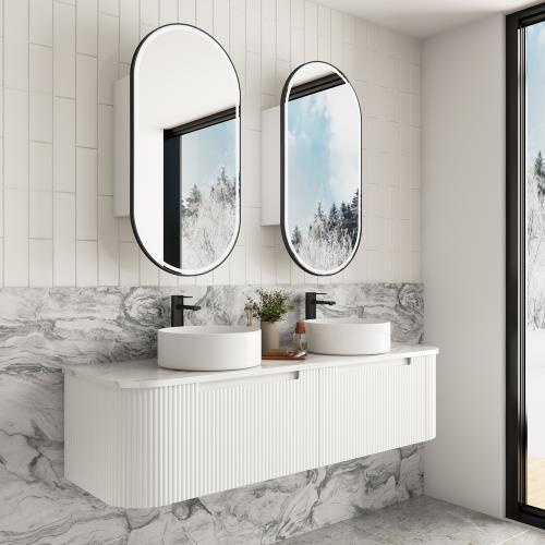 VANITIES - Savio Wall Hung Vanity Cabinet w/ Stone Top