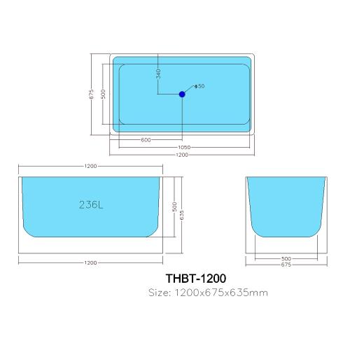 BATHS - THEO Square Free Standing Bathtub
