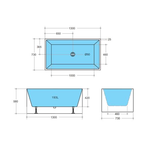 BATHS - THEO Square Free Standing Bathtub