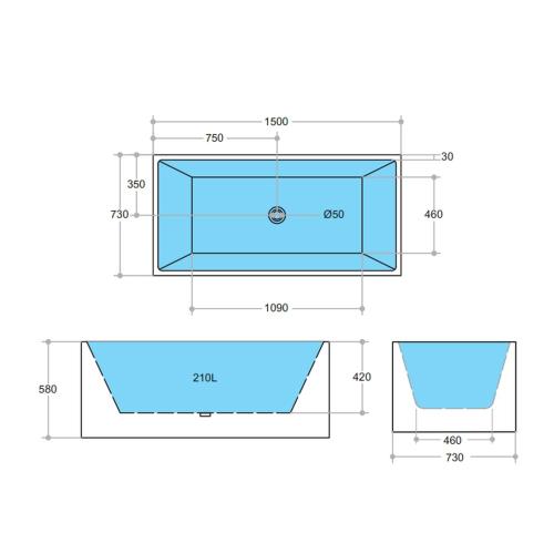 BATHS - THEO Square Free Standing Bathtub