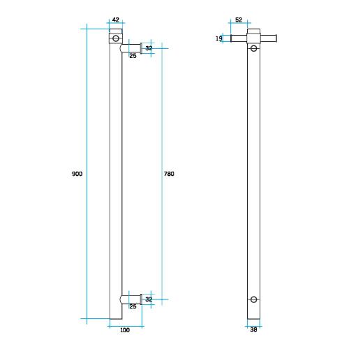 ACCESSORIES - Thermorail VSH900H Round 240Volt Vertical Single Heated Towel Rail