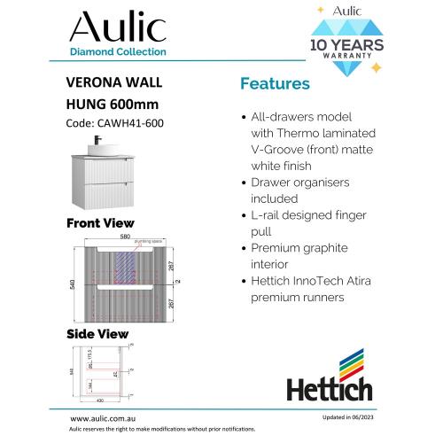 VANITIES - Verona Wall Hung Vanity