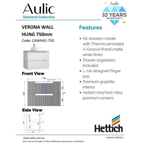 VANITIES - Verona Wall Hung Vanity