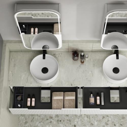 MIRRORS AND CABINETS - Vienna LED Shaving Cabinet Matt White