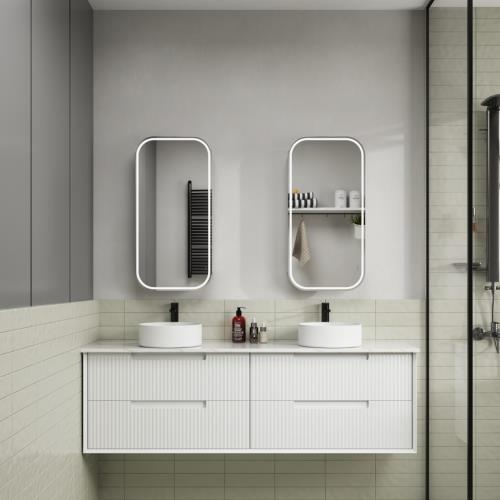 MIRRORS AND CABINETS - Vienna LED Shaving Cabinet Matt White