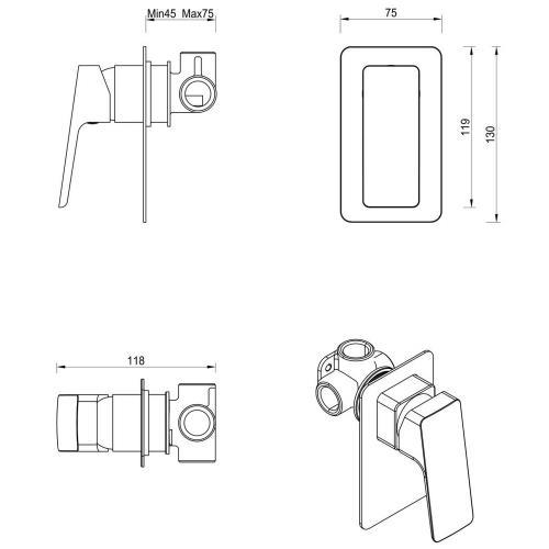 TAPWARE - Tiago Shower Mixer  - French Gold